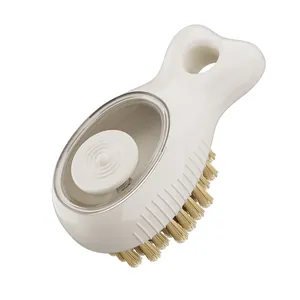 Multifunctional liquid dispensing shoe brush with soft bristles and hanging hole