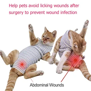 Pet recovery suit for cats after surgery to prevent abdominal wound licking