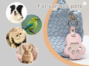 Llavero conmemorativo de huella rosa para pelo y fotos de mascotas en bolso