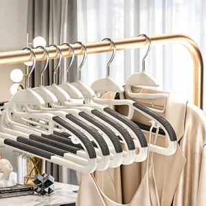 Non-Slip Trace-Free Clothes Hangers Plastic Iron Wide Shoulder Hangers For Home Balcony Dry Wet Use Wardrobe Organization Hangers