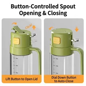 Dual-use glass oil dispenser with spray and pour button control for kitchen 500ml