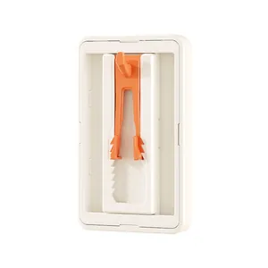 Gancho de pared ajustable para marcos, instalación sin taladro, blanco y naranja