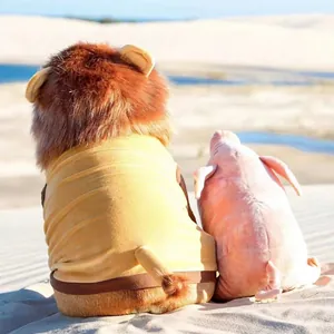Funny Lion Mane Dog Costume Pet Fleece Hoodie Novelty Lion Shape Clothes For Small Medium Dogs Halloween Party Dress Up Outfit