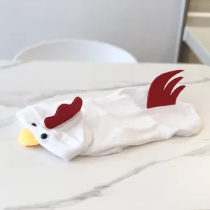 Funny white rooster pet costume for dogs Halloween chicken transformation outfit for Corgis