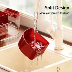 Red multi-layered partitioned snack tray with a split design for very easy cleaning