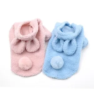 Pet Dog Rabbit Costume Sherpa Fleece Warm Winter Clothes For Small Dogs Cats Bunny Ears Hoodie Halloween Easter Transformation Outfit