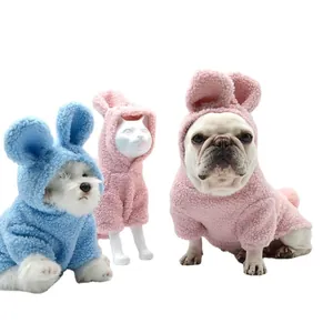 Cute bunny ear fleece dog hoodie for Easter costumes