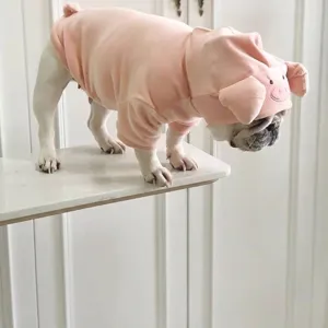 Adorable y divertido disfraz de sudadera con capucha de cerdo rosa para perros y gatos