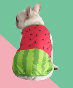 Chaleco refrescante transpirable con estampado de sandía para bulldog francés en verano