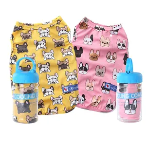 Breathable French Bulldog cooling vest set with portable storage bottles for dogs