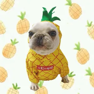 Adorable pineapple pet costume hoodie for small dogs and cats, perfect for Halloween fun