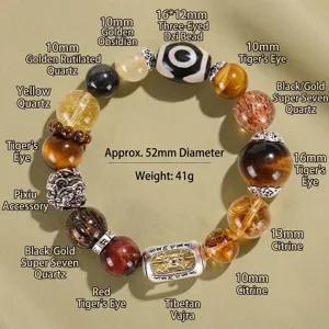 Handgefertigtes Perlenarmband mit Tigerauge und Dzi-Perle für Reichtum und Glück
