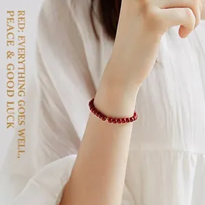 Authentic red cinnabar bead bracelet for women featuring a 999 gold bead accent