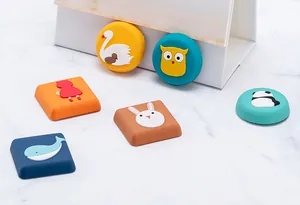 Detail showing various cartoon animal silicone wall protectors and door stoppers