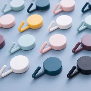 Nordic Style Plastic Self Adhesive Wall Hooks No Drill Seamless Hanging Hooks For Bathroom Kitchen Towel Clothes Organizer Set
