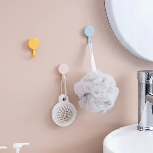 Nordic style adhesive wall hooks for bathroom, 10-piece set in pastel macaron colors.