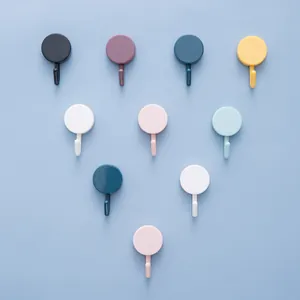 10-pack colorful Nordic style adhesive wall hooks for bathroom and kitchen organization