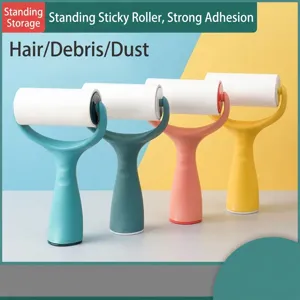 Household Standing Lint Roller For Clothes Hair Removal Sticky Roller With Plastic Handle Oblique Tear-Off Design Dust Remover Brush