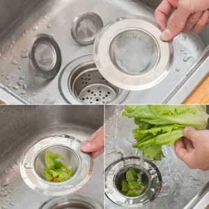 Durable stainless steel mesh kitchen sink strainer drain filter for effective anti-blocking