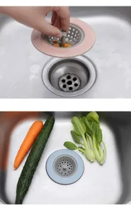 Effective kitchen sink drain strainer in pink and blue, perfect for anti-clogging.