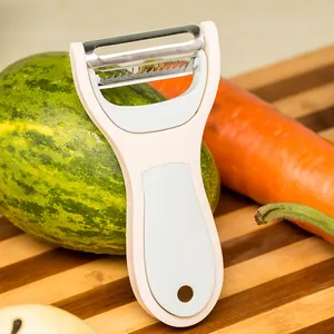Multi-functional 2-in-1 vegetable peeler with stainless steel blades for kitchen fruit prep