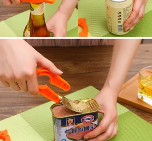 Abrelatas y abrebotellas multifuncional 3 en 1 naranja para cocina