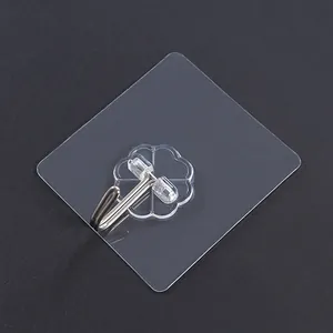 Heavy duty transparent adhesive wall hook nail-free for kitchen and bathroom storage