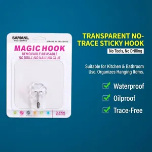 Heavy-duty transparent petal-shaped adhesive wall hook for kitchen and bathroom surfaces