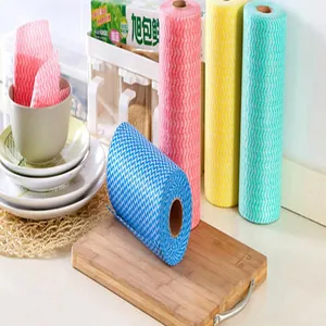 Detailed macro of colorful wave-pattern non-woven disposable cleaning cloths in kitchen
