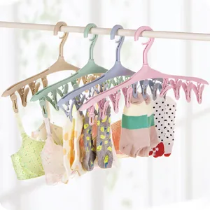 Set of 4 multi-functional pastel clip hangers for drying socks and underwear