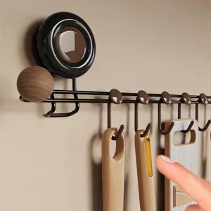 Modern suction cup wall mounted hook rack for organized clothes and household storage