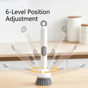 Brosse de cuisine professionnelle à long manche avec tête rotative réglable à 6 positions