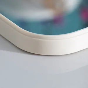 High-definition simple foldable square desktop vanity makeup mirror with cream white frame