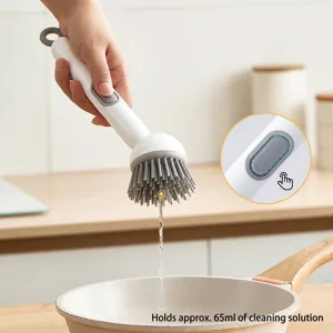 Brosse à vaisselle à long manche avec distributeur de savon, réservoir 65 ml