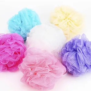 Set of colorful nylon mesh loofah bath balls for gentle exfoliation and rich foaming