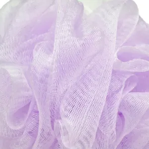 Soft purple nylon mesh bath loofah sponge for deep skin exfoliation and rich lather