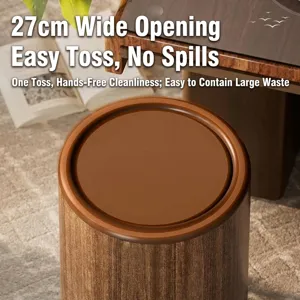 Moderna pattumiera effetto legno con apertura di 27 cm per soggiorno e ufficio.