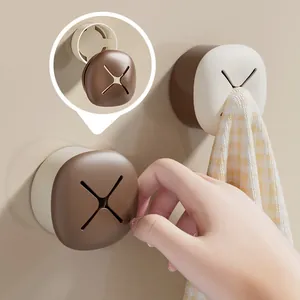 Modern mushroom shaped punch-free towel holders for organized bathroom wall storage