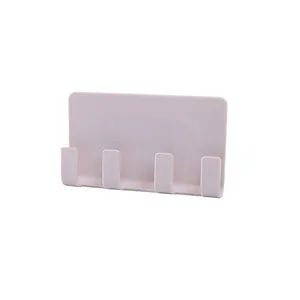 Creative wall-mounted adhesive phone charging bracket with 4 storage hooks in light pink