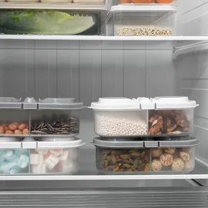 Double compartment food storage containers for refrigerator organization and sealing