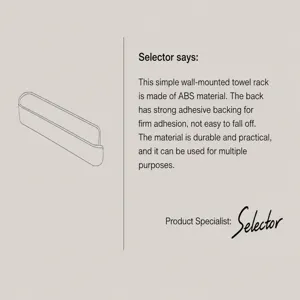 Detail of ABS wall-mounted towel rack showing adhesive backing and multi-use features