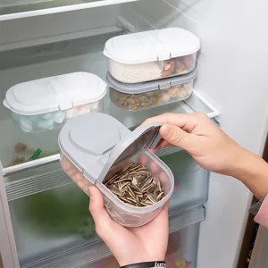 Dual Compartment Plastic Food Sealed Jar Transparent Grain Storage Container With Flip Top Lid Kitchen Refrigerator Organizer