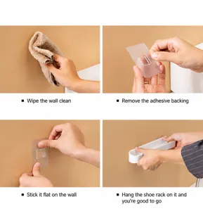 Complete step-by-step installation guide for wall-mounted adhesive slippers storage rack