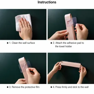 Complete step-by-step installation guide for pink wall-mounted kitchen towel rack