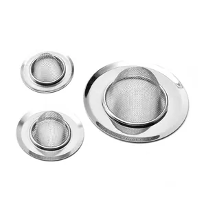 Set of three professional stainless steel sink strainers with mesh filter for kitchen