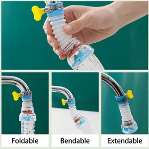 Flexible kitchen faucet extender filter nozzle with medical stone for splash-proof water use.