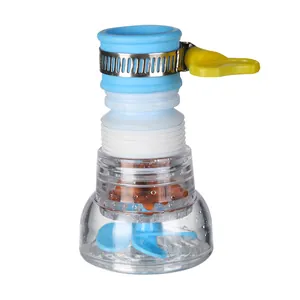 Flexible kitchen faucet extender with splash-proof filter beads and mini fan.