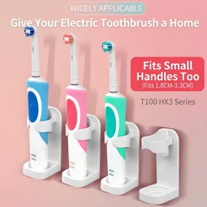 Wall Mounted Electric Toothbrush Holder Punch Free Self Adhesive Bathroom Storage Stand ABS Plastic Drainage Organizer Support