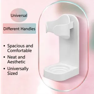 Universal white wall-mounted electric toothbrush holder with punch-free base design