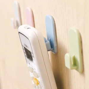 Self-Adhesive Wall Mount Remote Control Holder Hook Set Plastic Punch-Free Wall Hooks For Bedroom Kitchen Bathroom Storage Organizer
